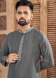 Aastha Fashion Men s Grey Viscose Embroidered Party Wear Kurta with Pajama Supply