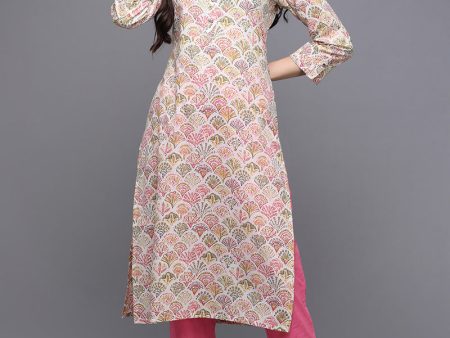 Women s Beige Cotton Ethnic Printed Kurta - Rasiya Online now