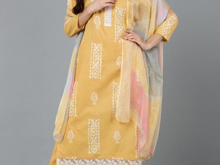 Women s Yellow Silk Blend Straight Suit Set - Rasiya on Sale