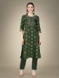 Malishka Women s Embroidered Cotton Blend Kurta Pant Dupatta Set-Dark Green Cheap