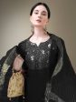 Aastha Fashion Women s Black Cotton Blend Embroidery & Fancy Lace Work Kurta with Trouser & Dupatta Hot on Sale