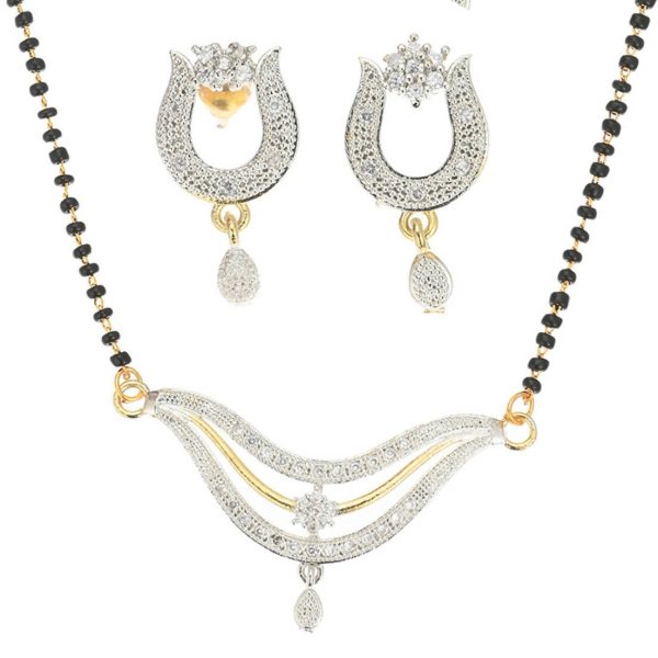 AanyaCentric Gold-plated Mangalsutra Pendant Earring Set & Silver Plated Anklet Supply