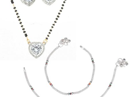 AanyaCentric Gold-plated Mangalsutra Pendant Earring Set & Silver Plated Anklet Fashion