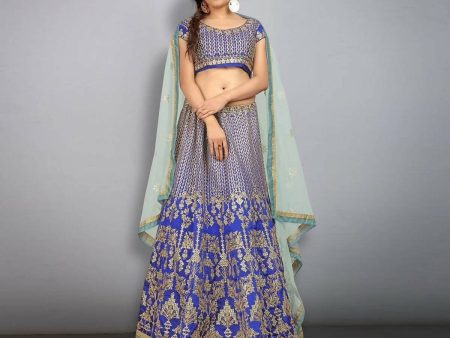 Aastha Fashion Women s Blue Sequence with Dori & Zari Embroidery Tafeta Silk Designer Lehenga Choli Online now