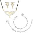 AanyaCentric Gold-plated Mangalsutra Pendant Earring Set & Silver Plated Anklet For Sale