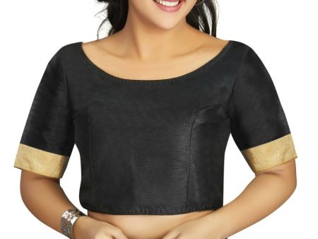 Aastha Fashion Women s Black Art Silk Designer Traditional Readymade Blouse Online