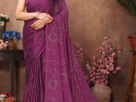 Aafreen Partywear Designer Purple Rangoli Silk Fancy Saree For Sale