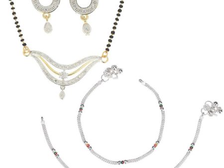 AanyaCentric Gold-plated Mangalsutra Pendant Earring Set & Silver Plated Anklet Supply