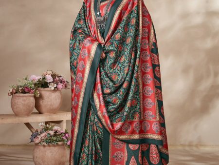 Aastha Fashion Women s Multicolor Digital Printed Pashmina Saree with Shawl Cheap