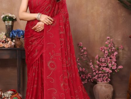 Aafreen Partywear Designer Red Rangoli Silk Fancy Saree Hot on Sale