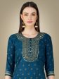 Malishka Women s Embroidered Cotton Blend Kurta Pant Dupatta Set-Blue Supply