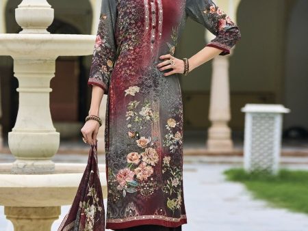 Aastha Fashion Women s Multicolor Pure Crepe Floral Digital Print with Jardoshi Handwork & Crystal Work Designer Straight Suit Set Discount