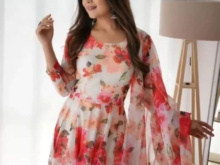 Indian Clothing Dishitha Creation Women Floral Printed Designer Gown - Pink Online now