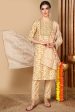 Women s Beige Pure Cotton Geometric Printed Suit Set - Rasiya Online