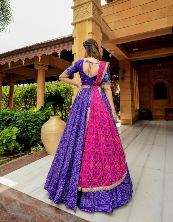 Aastha Fashion lris Purple Cotton Heavy Badhani Printed Readymade Traditional Lehenga Choli Set Sale