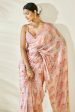 Aastha Fashion Women s Baby Pink Embroidery with Digital Printed Pure Chinon Designer Saree with Blouse Cheap