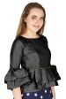 Aastha Fashion Women s Black Art Silk Bell Sleeves attire with Poly Cotton Lining Blouse Cheap