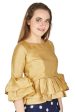 Aastha Fashion Women s Beige Art Silk Bell Sleeves attire with Poly Cotton Lining Blouse Online