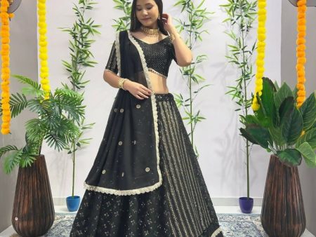 Aastha Fashion Black Georgette Embroidery Sequence with Ready Lace work Readymade Wedding Lehenga Choli Set Supply