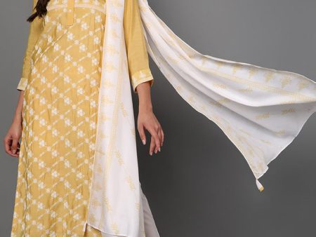 Women s Yellow Poly Silk Ethnic Motifs Straight Suit Set - Rasiya Online Sale