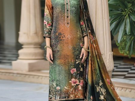 Aastha Fashion Women s Multicolor Pure Crepe Floral Digital Print with Jardoshi Handwork & Crystal Work Designer Straight Suit Set Online Hot Sale