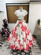 Dishitha Creation Floral Printed Stitched Lehenga & Crop Top - White & White Online Sale