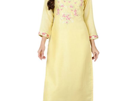 Women s Yellow Silk Blend Straight Kurtas - Rasiya Cheap