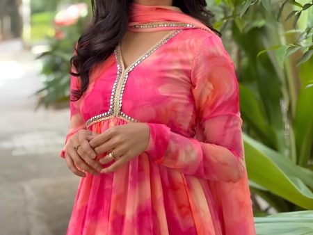 Indian Clothing Dishitha Creation Women Floral Printed Designer Gown - Pink Fashion