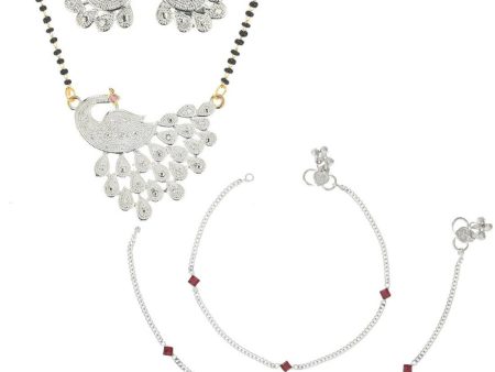 AanyaCentric Gold-plated Mangalsutra Pendant Earring Set & Silver Plated Anklet Online