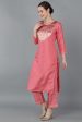 Women s Rose Poly Silk Straight Suit Set - Rasiya Cheap