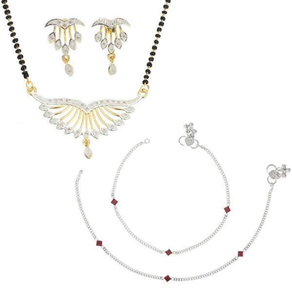 AanyaCentric Gold-plated Mangalsutra Pendant Earring Set & Silver Plated Anklet Supply