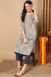 Women s Beige Viscose Rayon Abstract Printed Straight Kurta - Rasiya Online