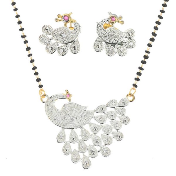 AanyaCentric Gold-plated Mangalsutra Pendant Earring Set & Silver Plated Anklet Online