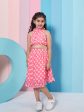 Girls Pink Printed Crop Top With Skirt for Kids - Mini Marvels Cheap