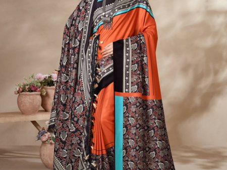 Aastha Fashion Women s Multicolor Digital Printed Pashmina Saree with Shawl Online Sale