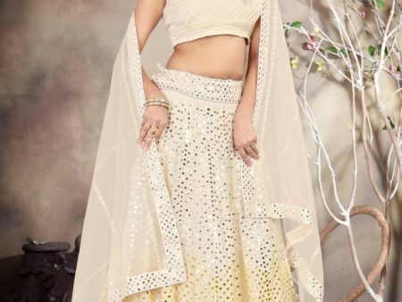 Aastha Fashion Women s Butter Cream Sequence with Thread Zari Embroidery Georgette Lehenga Choli with Dupatta Sale