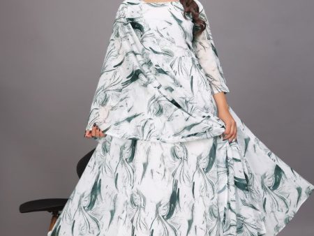 Dishitha Creation Women Floral Printed Designer Gown - Green For Discount