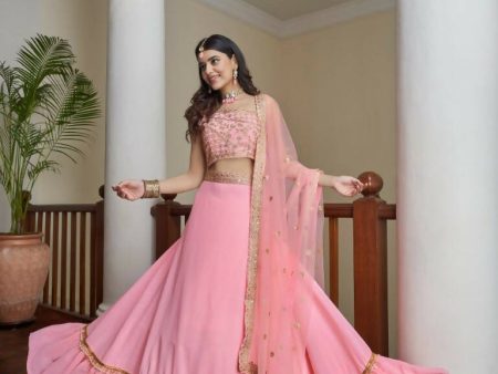 Aastha Fashion Women s Baby Pink Titan Silk Zari & Sequins Embroidery Party Wear Lehenga Choli Discount