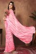 Partywear Designer Pink Georgette Fancy Saree - Satrangi Discount