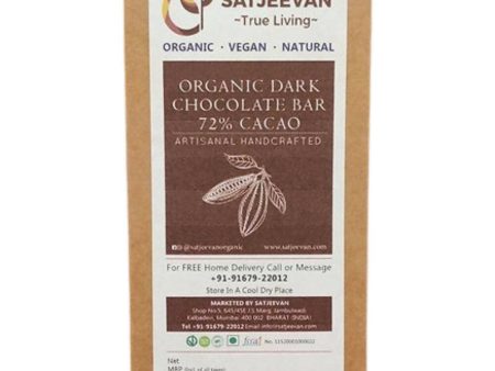 Satjeevan Organic Dark Chocolate Bar 72% Cacao Hot on Sale