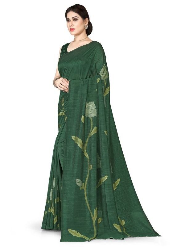 Kalini Green & Lime Green Floral Vichitra Silk Saree Online Sale