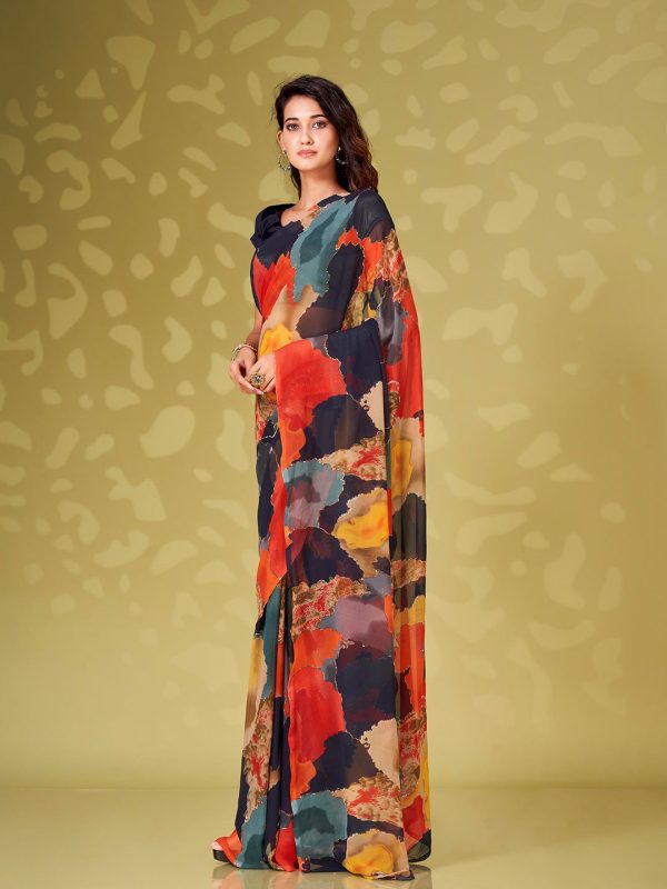 Tikhi Imli Abstract Printed Ready To Wear Saree Cheap