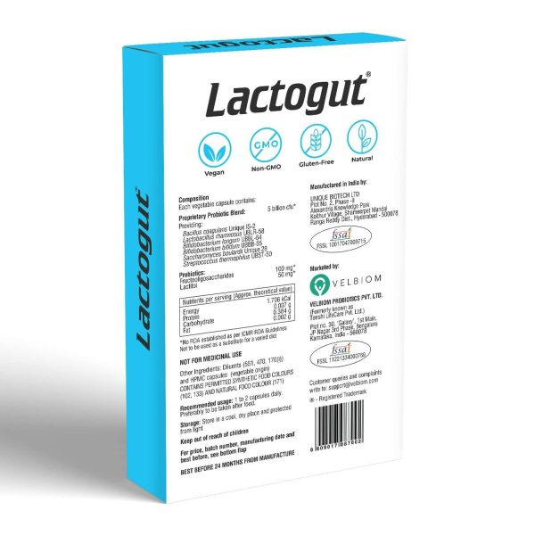 Velbiom Lactogut Probiotics Capsules Online now