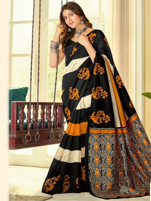 Kalini Bagh Printed Dabu Saree Sale