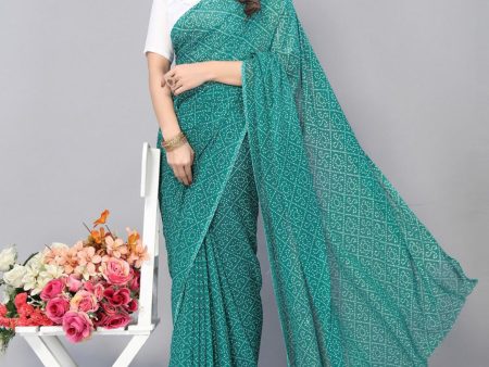 Kalini Bandhani Printed Saree with Unstitched Blouse Piece Discount