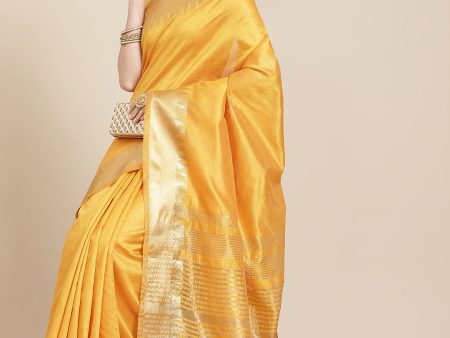 Kalini Yellow & Golden Woven Design Saree Online now