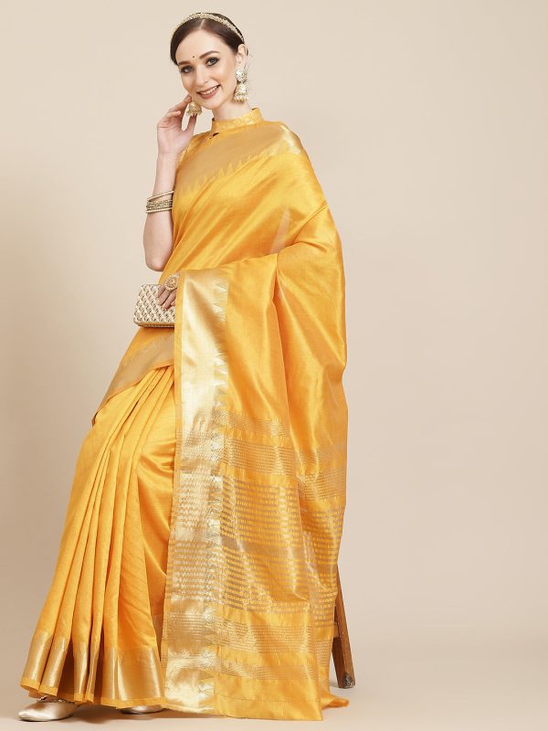 Kalini Yellow & Golden Woven Design Saree Online now