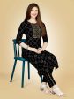 Aastha Fashion Women s Black Viscose Rayon Embroidered Kurta Pant Set For Sale