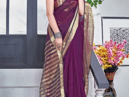 Kalini Zari Detail Organza Saree Hot on Sale