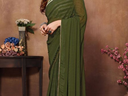 Partywear Designer Green Georgette Fancy Saree - Satrangi Hot on Sale